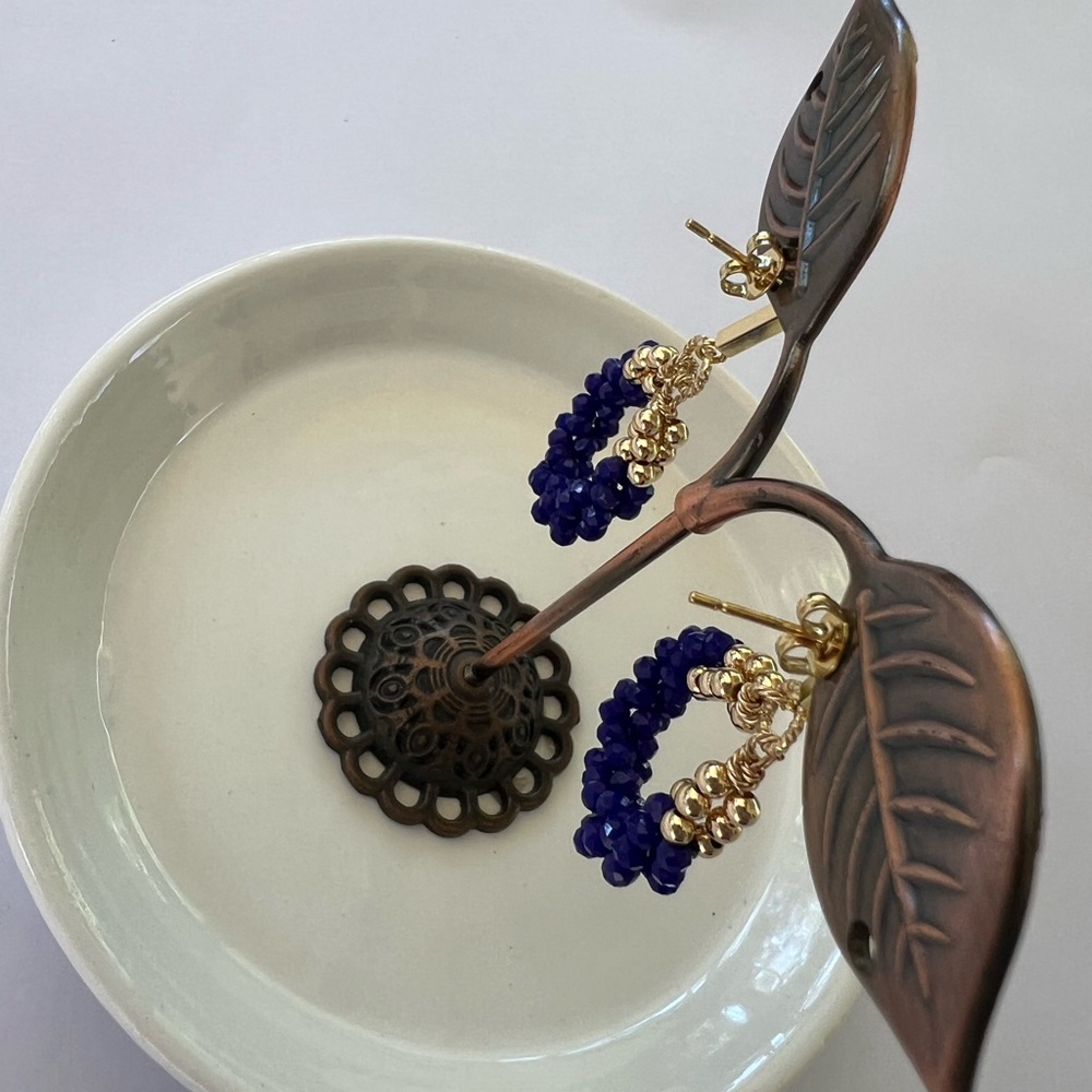 Handmade Sapphire Blue Crystal Earrings - Picture 8 of 10